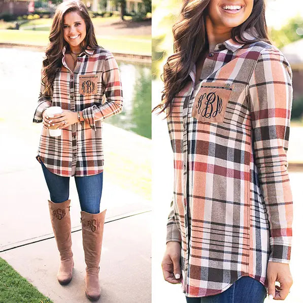 Monogrammed Plaid Layering Tunic