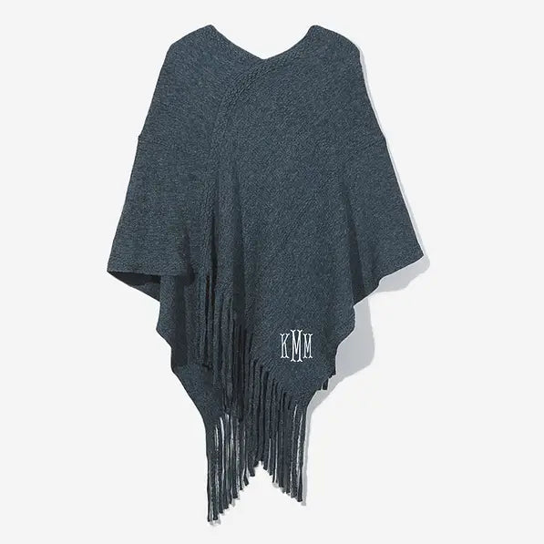 Monogrammed Fringe Poncho