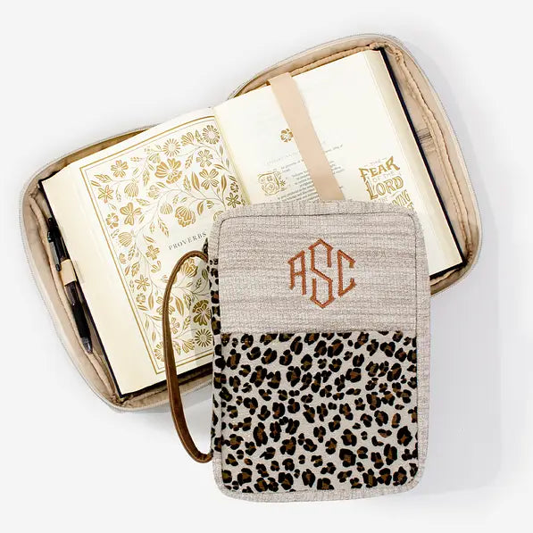 Monogrammed Leopard Bible Carrier