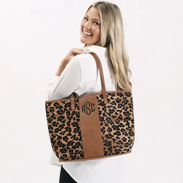 Monogrammed Leopard Tote Bag