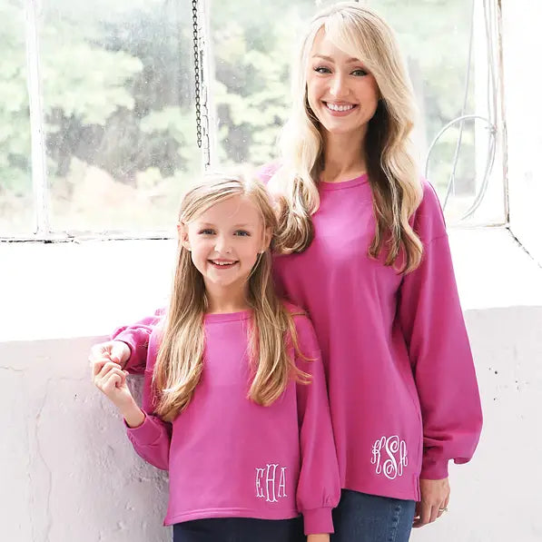 Monogrammed Puff Sleeve Sweatshirt