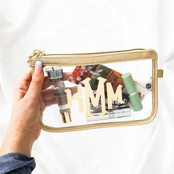 Monogrammed Clear Stadium Wristlet