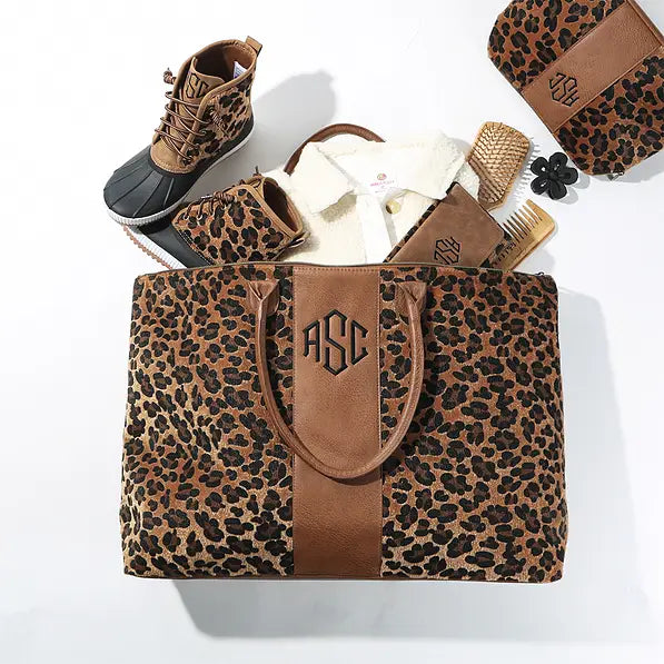 Monogrammed Leopard Weekender