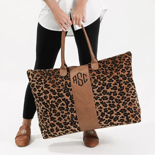 Monogrammed Leopard Weekender