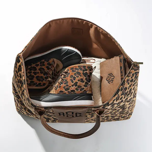 Monogrammed Leopard Weekender