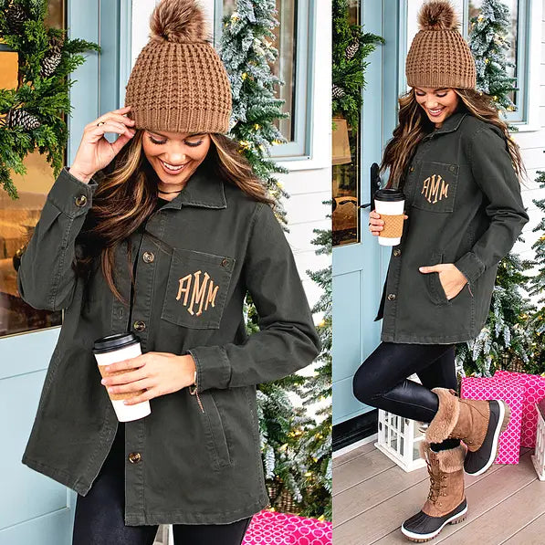 Monogrammed Shirt Jacket