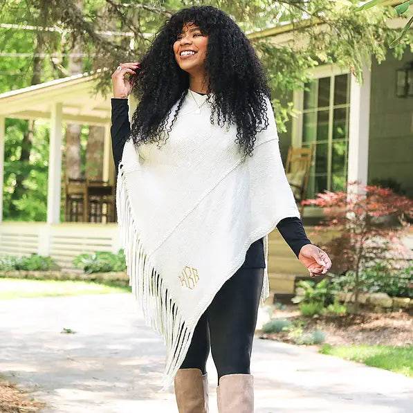 Monogrammed Fringe Poncho