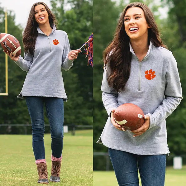 Clemson Tigers Pullover Sweatshirt in Heathered Gray