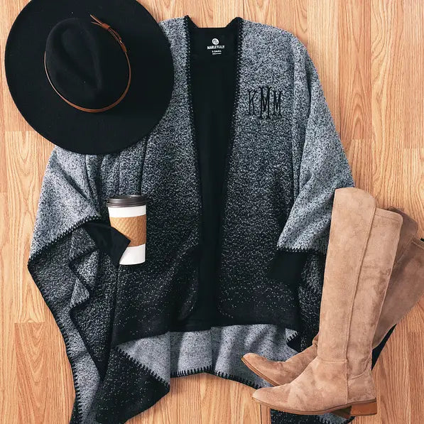 Monogrammed Ombre Poncho