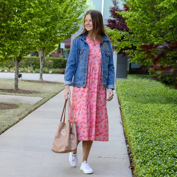 Monogrammed Ruffle Midi Dress