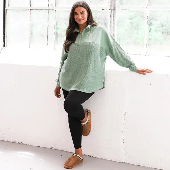 Monogrammed Waffle Knit Pullover