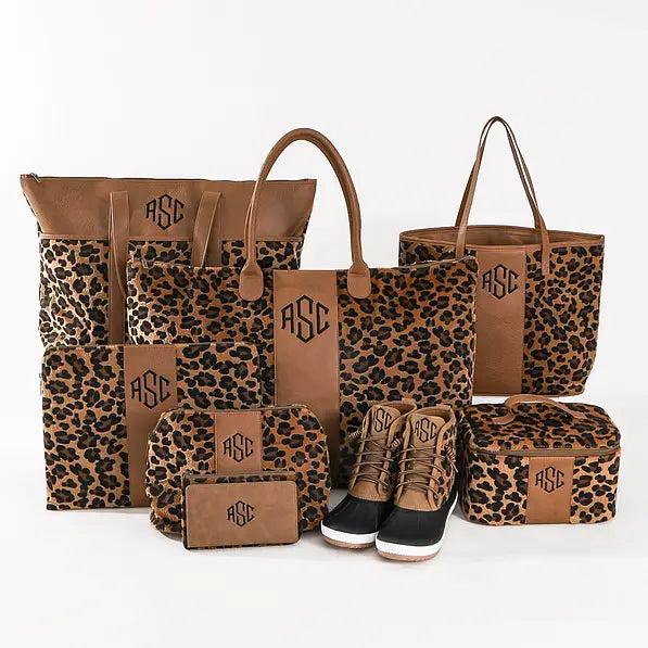 Monogrammed Leopard Pocket Tote