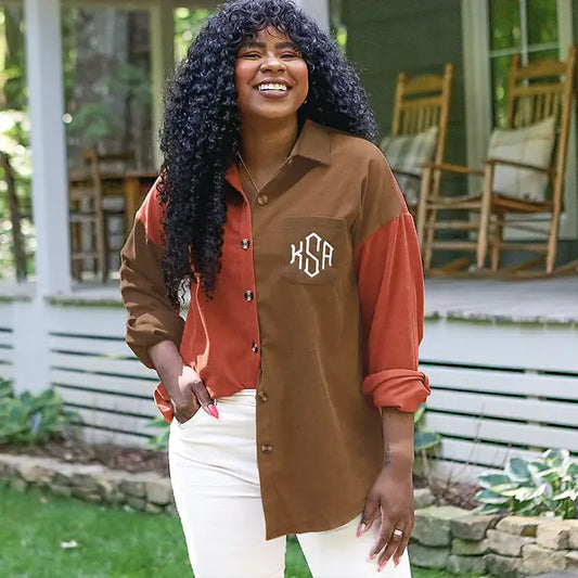 Monogrammed Oversized Button Down Tunic