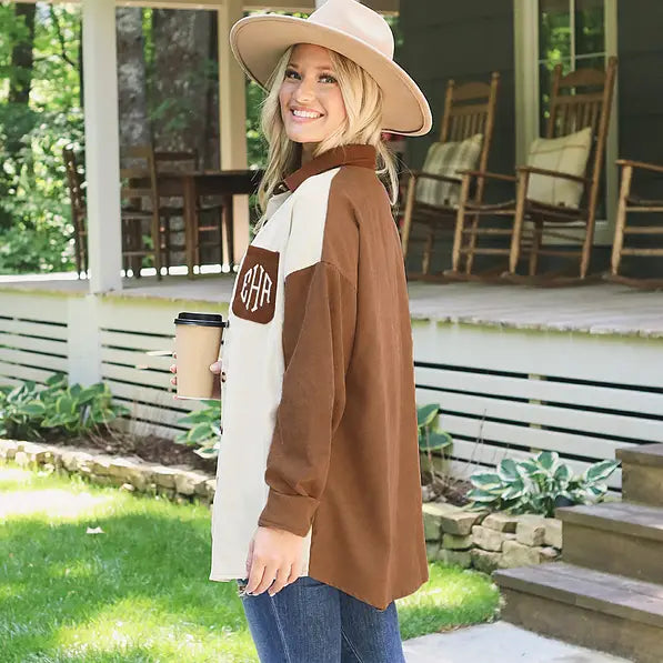 Monogrammed Oversized Button Down Tunic