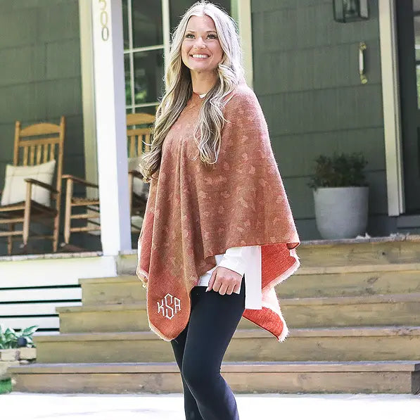 Monogrammed Leopard Poncho