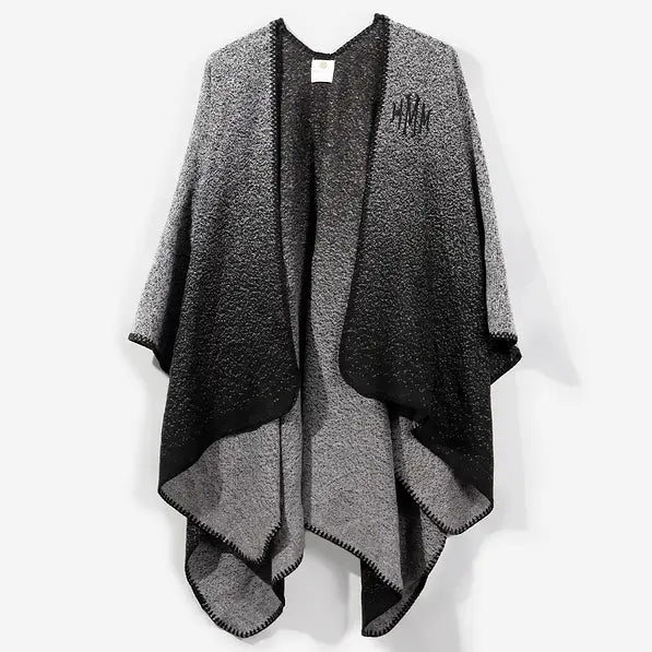 Monogrammed Ombre Poncho