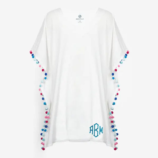 Monogrammed Pom Pom Cover Up