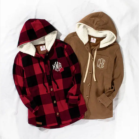 Monogrammed Hooded Sherpa Shacket