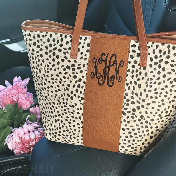 Monogrammed Leopard Tote Bag