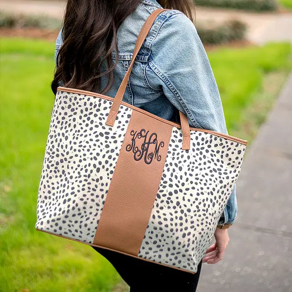 Monogrammed Leopard Tote Bag