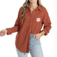 Clemson Tigers Waffle Button Down Shirt in Pumpkin