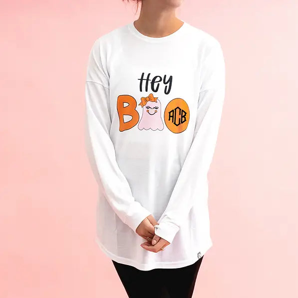 Personalized Hey Boo Long Sleeve Shirt