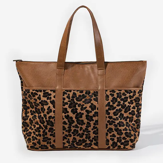 Monogrammed Leopard Pocket Tote