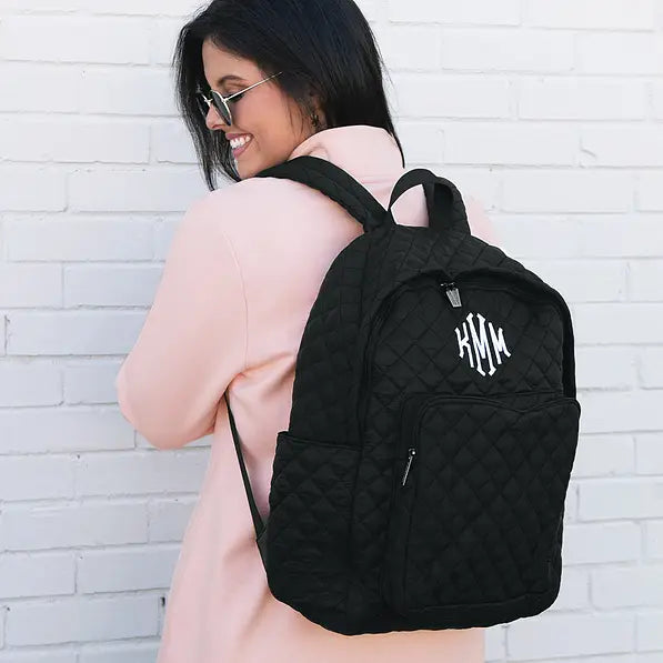 Monogrammed Quilted Laptop Backpack