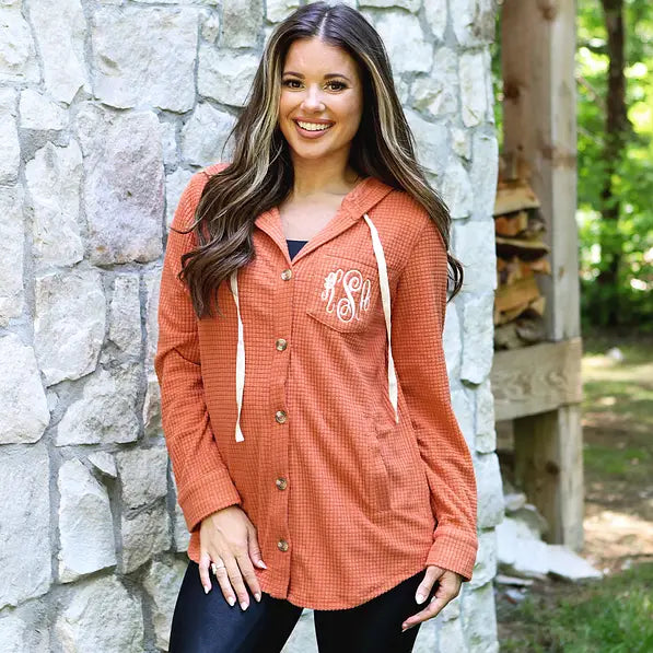 Monogrammed Waffle Shacket