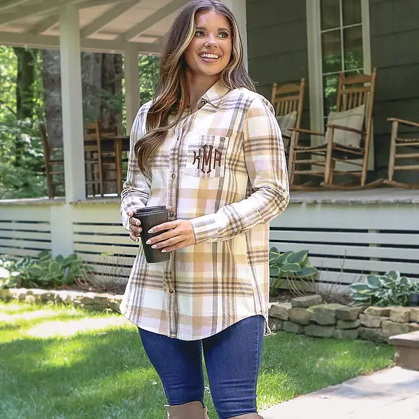 Monogrammed Plaid Layering Tunic