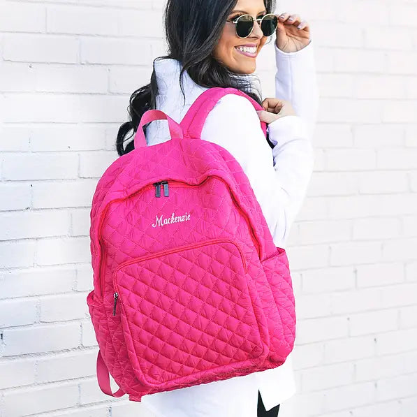 Monogrammed Quilted Laptop Backpack