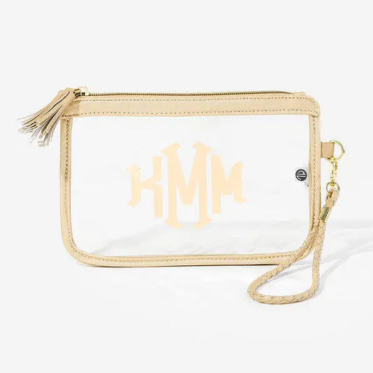 Monogrammed Clear Stadium Wristlet