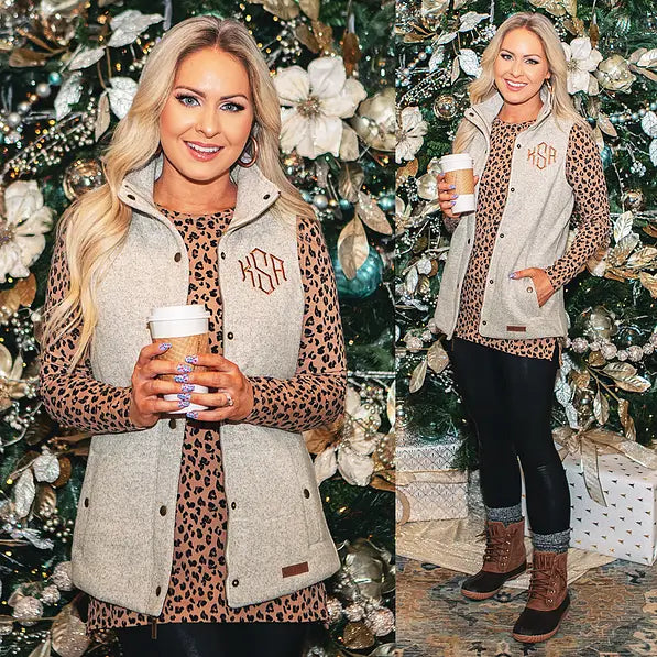 Monogrammed Heathered Quilted Vest