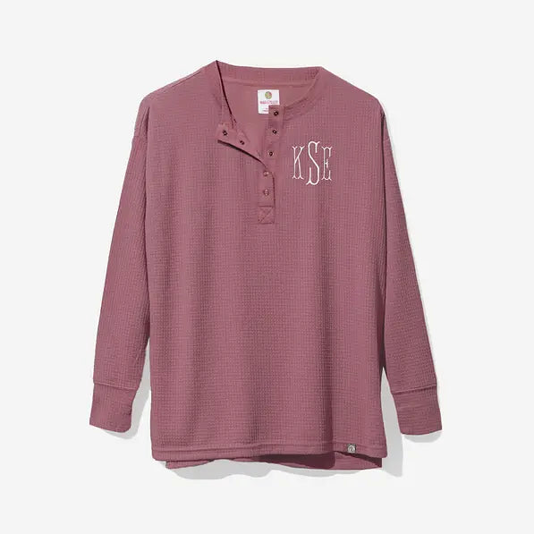 Monogrammed Waffle Henley Tunic