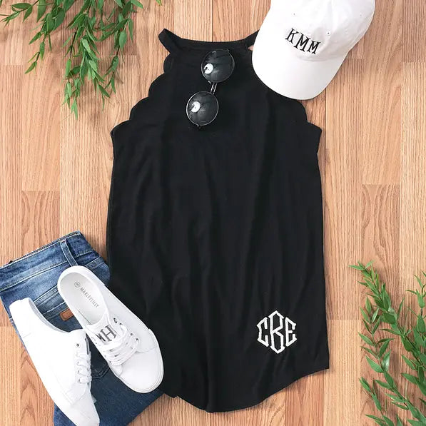 Monogrammed Scalloped Tank Top