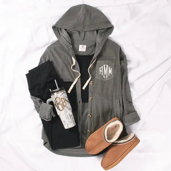 Monogrammed Waffle Shacket