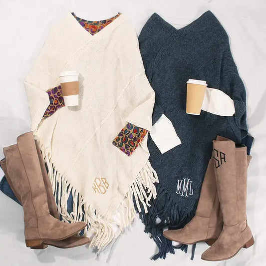 Monogrammed Fringe Poncho