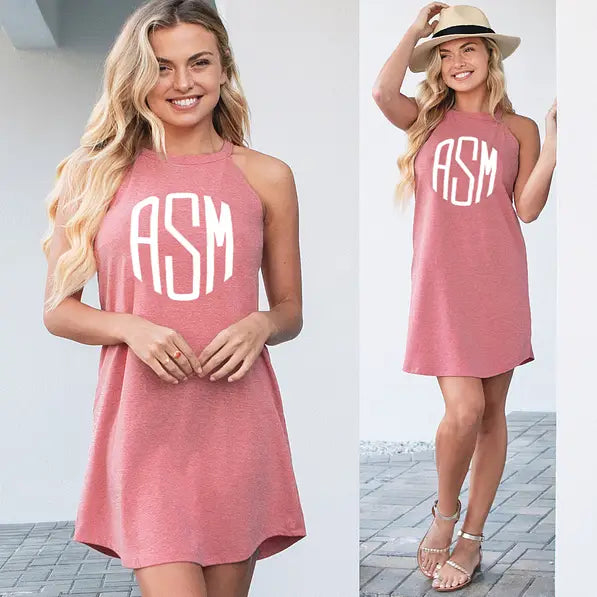 Monogrammed High Neck Cover Up Dress