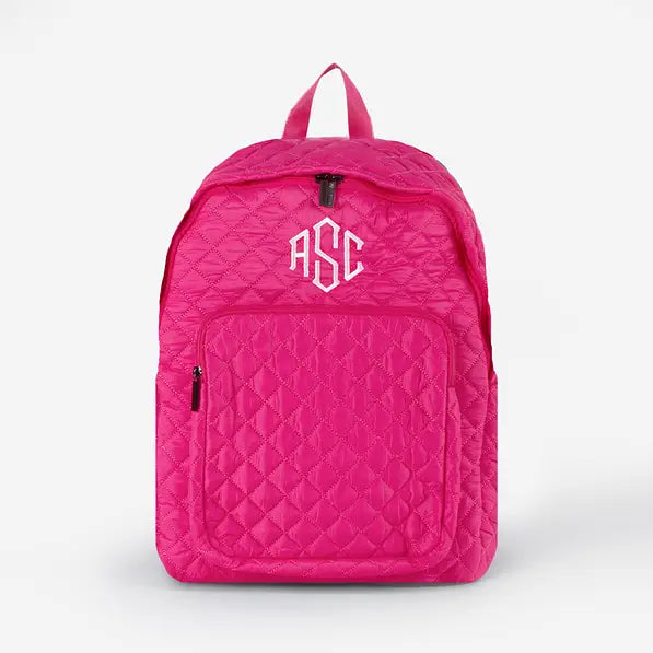 Monogrammed Quilted Laptop Backpack