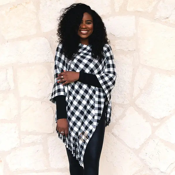 Monogrammed Buffalo Plaid Poncho