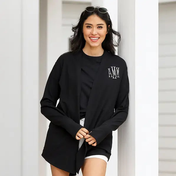 Monogrammed Sweatshirt Cardigan