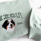 Custom Dog Hoodie Embroidered Dog Name, Personalized Pet Face Sweatshirt from Your Photo, Varsity Sweatshirt, Gifts for Dog Lovers