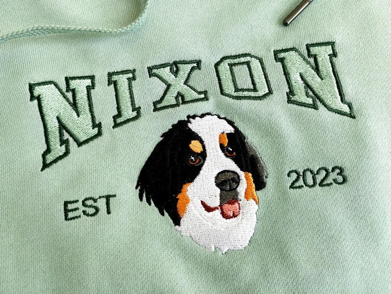 Custom Dog Hoodie Embroidered Dog Name, Personalized Pet Face Sweatshirt from Your Photo, Varsity Sweatshirt, Gifts for Dog Lovers