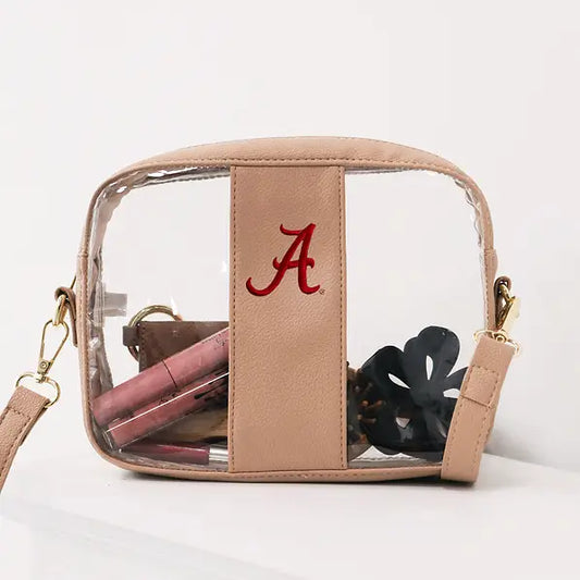 Alabama Crimson Tide Clear Stadium Crossbody Bag in Tan