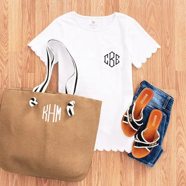 Monogrammed Scalloped Top