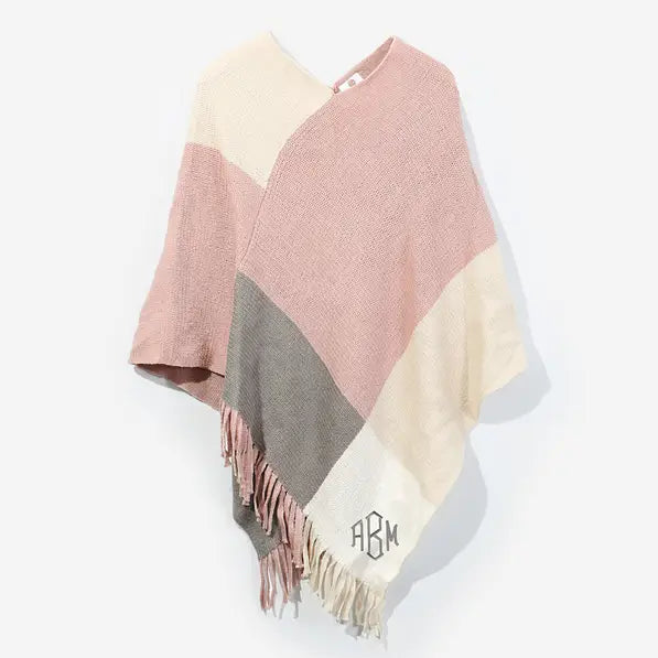 Monogrammed Colorblock Poncho