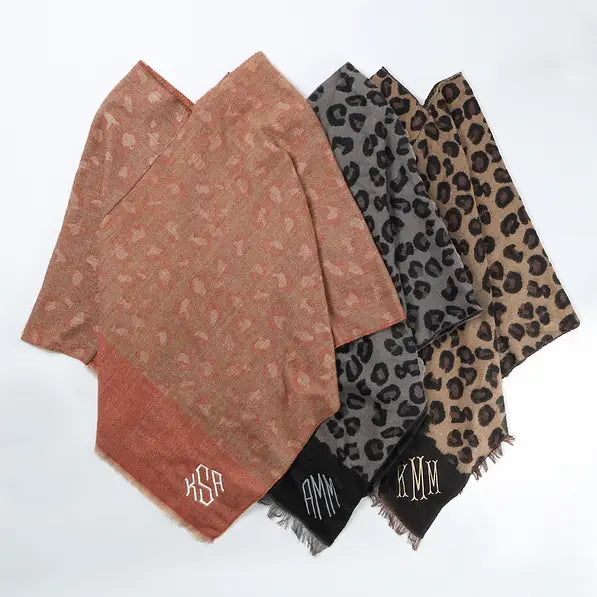 Monogrammed Leopard Poncho