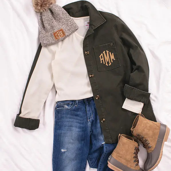 Monogrammed Shirt Jacket