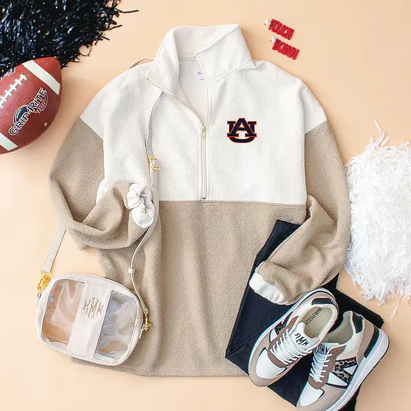 Auburn Tigers Quilted Pullover Tunic in Tan