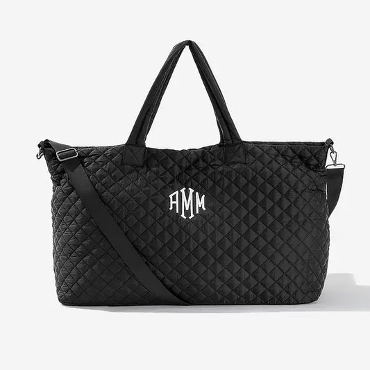 Monogrammed Diamond Quilted Weekender